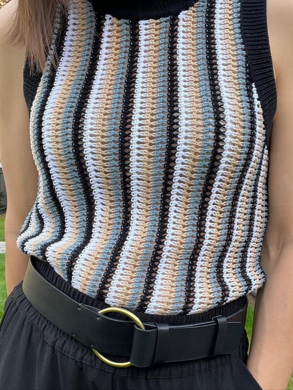 525 America Crochet Tank Size L New